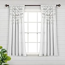 لوحة ستارة نافذة من الكتان من Lush Decor Boho Pom Pom Pom Tassel (لوحة واحدة)، بطول 63 بوصة × عرض 52 بوصة، أبيض فاتح