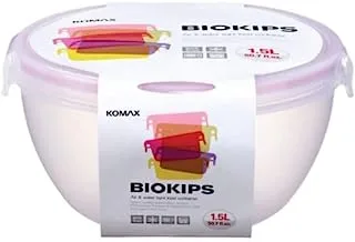 Komax Biokips Round Food Storage Container with Lid, 1.5 Liter Capacity
