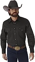 Wrangler Men's Western Long Sleeve Snap Firm Finish Work Shirt