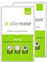 AllerEase 100% Cotton Allergy Protection Pillow Protectors – Hypoallergenic, Zippered, Allergist Recommended, Prevent Collection of Dust Mites and Other Allergens, King Sized, 20” x 36” (Set of 2)