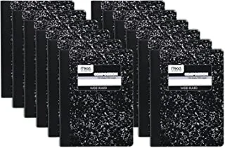 دفتر ملاحظات Mead Composition، 12 حزمة، ورق مسطر عريض، 9-3/4 بوصة × 7-1/2 بوصة، 100 ورقة لكل دفتر، رخام أسود، حزمة من 12
