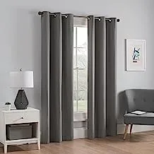 Eclipse Microfiber Total Privacy Blackout Thermal Grommet Window Curtain for Bedroom (1 Panel), 42 in x 95 in, Smoke