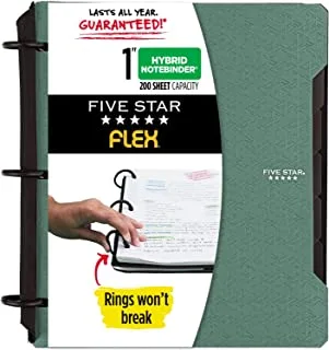 Five Star Flex Hybrid NoteBinder, 1 Inch Binder with Tabs, Notebook and 3-Ring Binder All-in-One, Green (29328AQ8)
