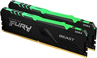 Kingston FURY Beast RGB 32GB (2x16GB) 3600MT/s DDR4 CL18 Desktop Memory Kit of 2 | Infrared Syncing | Intel XMP | AMD Ryzen | Plug n Play | KF436C18BBAK2/32