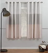 Exclusive Home Curtains Chateau Striped Faux Silk Grommet Top Curtain Panel Pair, 54x63, Blush