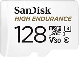 بطاقة microSDXC للفيديو عالية التحمل بسعة 128 جيجا من سانديسك مع محول لكاميرا داش وأنظمة المراقبة المنزلية - C10 ، U3 ، V30 ، 4K UHD ، بطاقة Micro SD - SDSQQNR-128G-GN6IA