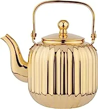 Al Saif Al-Jawhara Stainless Steel Tea Kettle, 1.0 Liter Capacity, Gold