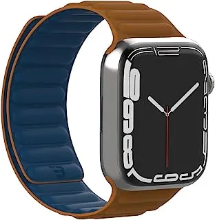 Baykron - حزام مغناطيسي من السيليكون لساعة Apple Watch Saddle Brown و Slate Blue