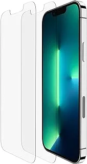 واقي شاشة Belkin iPhone 13 وiPhone 13 Pro من الزجاج المقسى، سهل الاستخدام وخالي من الفقاعات مع ملصقات الدليل المتضمنة، شفاف