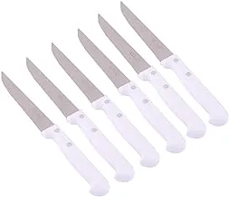 Al Saif 0.8mm Steak Knife with PP Handle Set 6-Pieces, 4.5-Inch Size, White