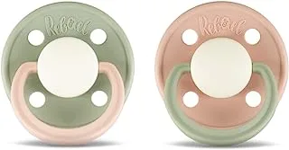Rebael Fashion Natural Rubber Round Pacifier Size 2 - Baby 6M+ (2-pack) - CloudyPearlyPoodle/TornadoPearlyDolphin