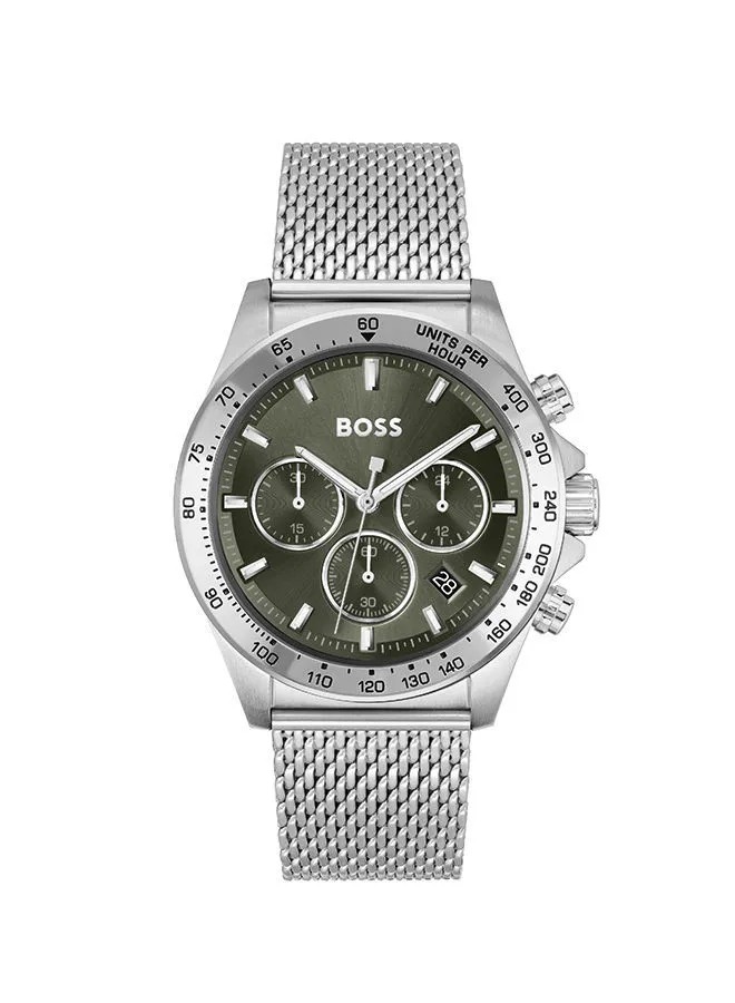 HUGO BOSS Men Chronograph Round Shape Stainless Steel Wrist Watch 43 mm