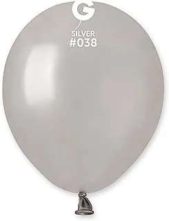 Gemar AM50 Latex Balloon without Helium, 5-Inch Size, 038 Silver Metalic