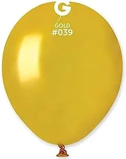Gemar AM50 Latex Balloon without Helium, 5-Inch Size, 039 Gold Metalic