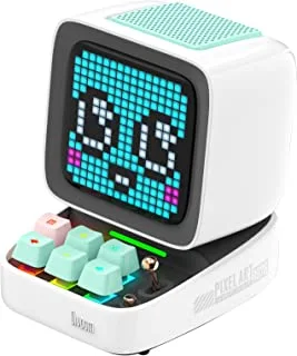 Divoom Ditoo Pixel Art Gaming Portable Bluetooth Speaker with App Controlled 16X16 LED Front Panel (White)