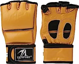 Leader Sport GS-4007 Buffalo Leather MMA Grapping Gloves, Small, Beige