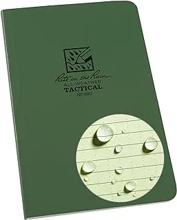 دفتر ملاحظات ميداني تكتيكي مقاوم للطقس من Rite In The Rain، مقاس 4 5/8 بوصة × 7 بوصة، غطاء أخضر، نمط عالمي مع مواد مرجعية (رقم 980)، مقاس واحد (980 لتر)