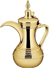 Al Saif Golden Plated with Etching Pattern Coffee Pot, 40 oz Capacity