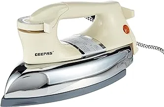 Geepas 1200W Automatic Dry Iron - Electric Iron Teflon Plated Sole Plate, Durable Heavy Weight Iron Box| Auto Shut Off, Temperature Setting Dial, Overheat Protection