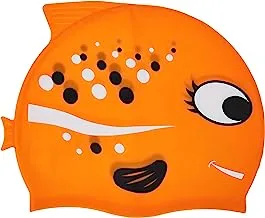 قبعة سباحة سيليكون للأطفال من ليدر سبورت - برتقالي