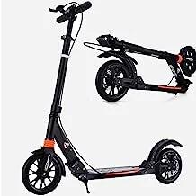 Scooter for Kids and Adults 10 Years and Up, Adjustable Height Scooter, Front&rear Wheel Anti Shock Suspension,Quick Release Folding System, for Adults and Teens,Black