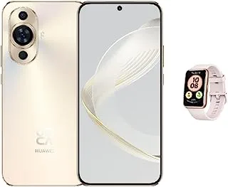 هاتف HUAWEI nova 11 الذكي ، تصميم نحيف للغاية 6.88 مم ، كاميرا أمامية عريضة للغاية بدقة 60 ميجابكسل ، 66 وات HUAWEI SuperCharge Turbo ، 8 + 256 جيجابايت ، ذهبي + ساعة HUAWEI WATCH Fit New Pink + Gift Card Service
