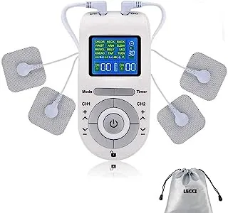 Tens Unit Muscle Stimulator for Back Pain Relief, Wireless Dual Channel, 12 Modes, 4 Electrodes Electronic Pulse TENS Therapy Machine for Lower Back Pain, Muscle Relaxer