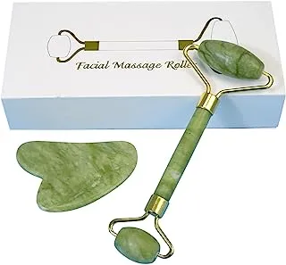 Xing-Ruiyang Jade Roller Massage and Gua Sha Facial Roller Set, Natural Jade Gua Sha Skin Care Tools for Face, Eyes and Full Body(Heart)