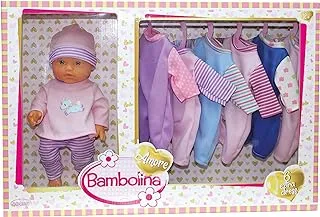 Bambolina Doll Amore 30CM with 6 Extra Clothes - for Age 2+ Years Old