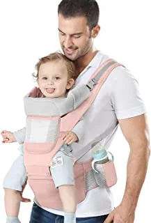 حامل أطفال متعدد الوظائف مع حزام للخصر ومقعد ورك للأطفال من COOLBABY ، مناسب للأطفال بعمر 0-36 شهرًا ، وضع حمل 6 في 1 ، مقاس قابل للتعديل ، مناسب جدًا لرحلة تسوق التنزه