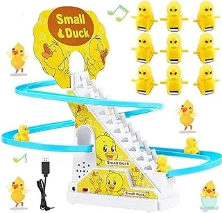 DMG Race Track Set, Roller Coaster Toy, Electric Small Duck Track Toys, with LED Flashing Lights and Music, لعبه البطه, Gift for Toddlers and Kids
