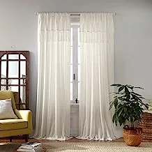 لوحة ستارة نافذة شبه شفافة من Elrene Home Fashions Calypso Macramé، مقاس 52 بوصة × 84 بوصة، عاجي
