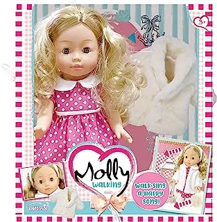 Bambolina Molly Walking Doll With Extra Dress -33CM - For Age 3+ Years Old