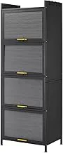 Lawazim Modern Storage Cabinet -4 Tier Black- Sleek Design Space-Saving Storage Organizer with Easy-to-clean Sturdy Shelves Racks Drawers and Doors- for Office Livingroom Bedroom Kitchen Organization