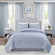 مجموعة لحاف Kienna من Comfort Spaces - تصميم فاخر بخياطة مزدوجة الجوانب لجميع المواسم، خفيف الوزن، غطاء سرير، أغطية سرير متطابقة، Twin/Twin XL (66 بوصة × 90 بوصة)، أزرق 2 قطعة