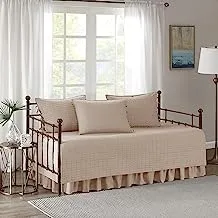 غطاء سرير نهاري من Comfort Spaces - لحاف فاخر مزدوج الجوانب، سرير مريح لجميع المواسم مع تنورة سرير، أغطية سرير متطابقة، Kienna Blush 75