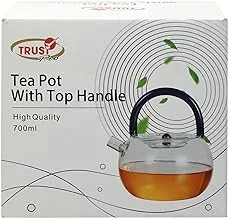 Trust Pro Borosilicate Glass Tea Pot with Top Handle, 700 ml, Blue/Clear