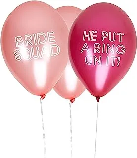 Neviti 776056 Balloons-He Put a Ring on It/Bride Squad-8 Pack, Pink, 10 x 3 x 0.2