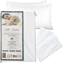 غطاء وسادة مضاد للحساسية وحشرات السرير من ناشونال أليرجي كينج مكون من 4 قطع، أبيض