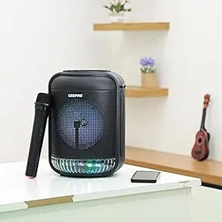 Geepas Rechargeable Portable Speaker - Portable Handle with 1800 MAH Huge Battery | TWS Connection & Compatible with BT/USB/AUX/FM/Micro SD | Ideal for Home, Hotels & Outdoor Use