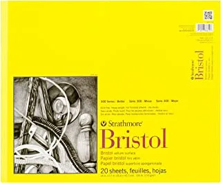 Strathmore 300 Series Bristol Paper Pad, Vellum, Tape Bound, 14x17 inches, 20 Sheets (100lb/270g) - Artist Paper for Adults and Students - Charcoal, Pen and Ink, Marker, and Pastel