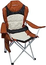 Kadi Outdoor Folding Camping Chair - Sturdy Steel Frame Portable Lawn Chair with High Back, Brown