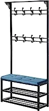 Generic 3 Layer Shoes Rack and Coat Hanger 80cm square hall hanger black blue |Storage & Organization|Clothing & Closet Storage|Shoe Organizers|Storage Shelf|Racks Shelves & Drawers