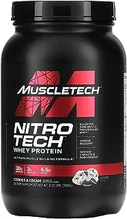 Muscletech Nitro Tech، مصل اللبن المعزول وبناء العضلات الخالية من الدهون، كوكيز وكريم، 2.20 رطل (998 جم)