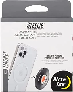 Nite Ize, Inc. STOMS-01-R8 Nite IZE Steelie Orbiter Plus Socket + Metal Ring, Holder iPhone 12 / Mini/Pro Max, Car Works with MagSafe Charger Magnetic Mount, Black