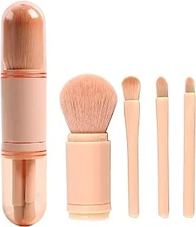 Xing-Ruiyang Makeup Brushes Set 4 in 1,Retractable Portable Travel Foundation Blending Powder Eye Shadow Brush,Mini Facial Cosmetic Makeup Brush Set,Pink