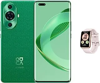 HUAWEI nova 11 Pro Smart Phone, 60 MP Front Ultra Portrait Dual Camera, Durable Kunlun Glass, 6.78 inch OLED Curved Display, 8 + 256GB, Green + HUAWEI WATCH Fit New, Pink + Gift Card Service