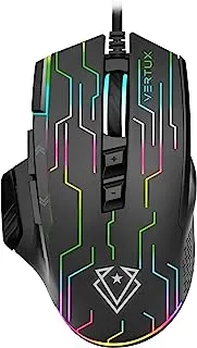 Vertux Kryptonite Wired Ergonomic Gaming Mouse with Superior Quick Performance, 10000 DPI, 9 Programmable Buttons, RGB Lights - Black