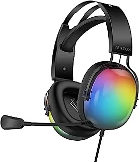 Vertux Wired Gaming Headset, High-Performance 7.1 Surround Sound with Hi-Res Mic, 50mm Drivers, RGB Backlit Housing, In-Line Control and Soft Earpads, Sirius