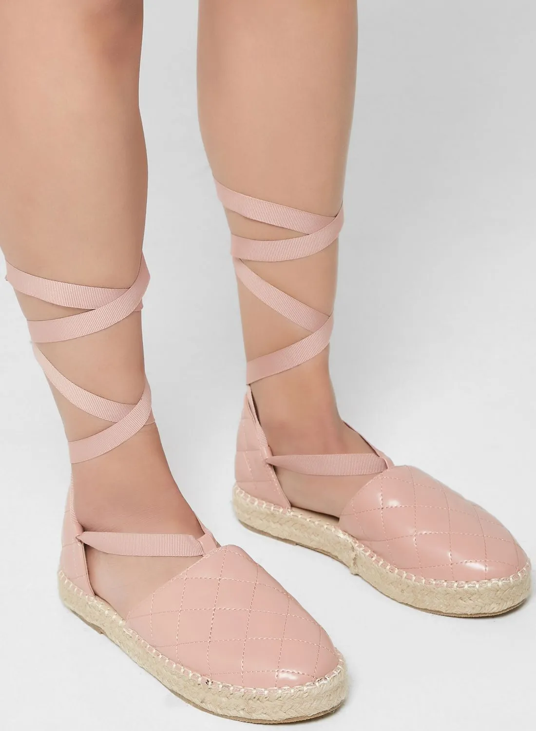 Missguided Casual Quilted Lace Ups Espadrilles